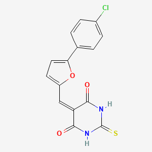 molecular formula C15H9ClN2O3S B5542572 5-{[5-(4-chlorophenyl)-2-furyl]methylene}-2-thioxodihydro-4,6(1H,5H)-pyrimidinedione 