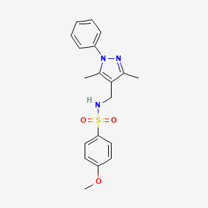 molecular formula C19H21N3O3S B5542585 N-[(3,5-dimethyl-1-phenyl-1H-pyrazol-4-yl)methyl]-4-methoxybenzenesulfonamide 