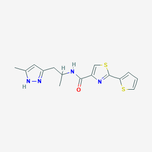 molecular formula C15H16N4OS2 B5542598 N-[1-甲基-2-(3-甲基-1H-吡唑-5-基)乙基]-2-(2-噻吩基)-1,3-噻唑-4-甲酰胺 