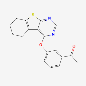 molecular formula C18H16N2O2S B5542613 1-[3-(5,6,7,8-四氢[1]苯并噻吩并[2,3-d]嘧啶-4-氧基)苯基]乙酮 