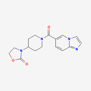 molecular formula C16H18N4O3 B5542638 3-[1-(咪唑并[1,2-a]吡啶-6-基羰基)哌啶-4-基]-1,3-恶唑烷-2-酮 
