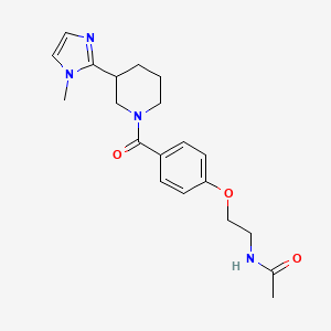 molecular formula C20H26N4O3 B5542647 N-[2-(4-{[3-(1-methyl-1H-imidazol-2-yl)-1-piperidinyl]carbonyl}phenoxy)ethyl]acetamide 