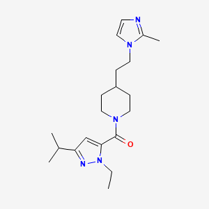 molecular formula C20H31N5O B5542670 1-[(1-ethyl-3-isopropyl-1H-pyrazol-5-yl)carbonyl]-4-[2-(2-methyl-1H-imidazol-1-yl)ethyl]piperidine 