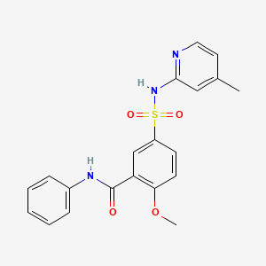 molecular formula C20H19N3O4S B5542687 2-methoxy-5-{[(4-methyl-2-pyridinyl)amino]sulfonyl}-N-phenylbenzamide 