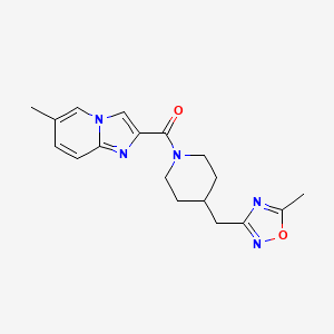 molecular formula C18H21N5O2 B5542691 6-methyl-2-({4-[(5-methyl-1,2,4-oxadiazol-3-yl)methyl]-1-piperidinyl}carbonyl)imidazo[1,2-a]pyridine 