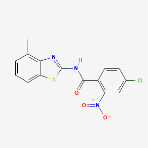 molecular formula C15H10ClN3O3S B5542709 4-氯-N-(4-甲基-1,3-苯并噻唑-2-基)-2-硝基苯甲酰胺 