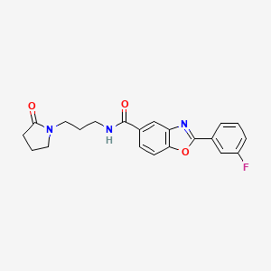 molecular formula C21H20FN3O3 B5542719 2-(3-fluorophenyl)-N-[3-(2-oxopyrrolidin-1-yl)propyl]-1,3-benzoxazole-5-carboxamide 