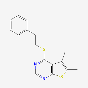 molecular formula C16H16N2S2 B5542727 5,6-二甲基-4-[(2-苯乙基)硫代]噻吩并[2,3-d]嘧啶 