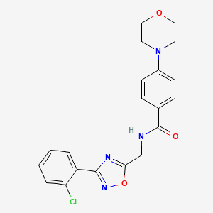 molecular formula C20H19ClN4O3 B5542744 N-{[3-(2-chlorophenyl)-1,2,4-oxadiazol-5-yl]methyl}-4-(4-morpholinyl)benzamide 