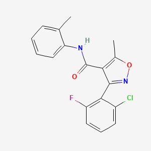 molecular formula C18H14ClFN2O2 B5542773 3-(2-chloro-6-fluorophenyl)-5-methyl-N-(2-methylphenyl)-4-isoxazolecarboxamide 