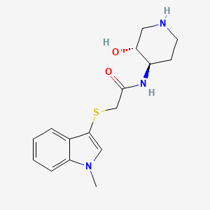 molecular formula C16H21N3O2S B5542824 N-[rel-(3R,4R)-3-hydroxy-4-piperidinyl]-2-[(1-methyl-1H-indol-3-yl)thio]acetamide hydrochloride 