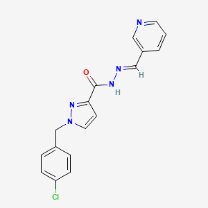 molecular formula C17H14ClN5O B5542838 1-(4-chlorobenzyl)-N'-(3-pyridinylmethylene)-1H-pyrazole-3-carbohydrazide 