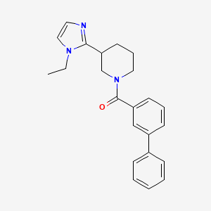 molecular formula C23H25N3O B5542848 1-(3-biphenylylcarbonyl)-3-(1-ethyl-1H-imidazol-2-yl)piperidine 