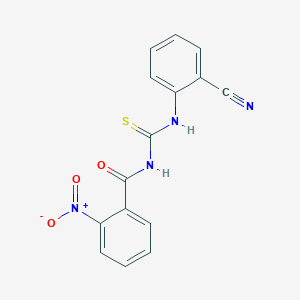 molecular formula C15H10N4O3S B5542850 N-{[(2-氰基苯基)氨基]碳硫酰基}-2-硝基苯甲酰胺 