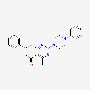 molecular formula C25H26N4O B5542874 4-methyl-7-phenyl-2-(4-phenyl-1-piperazinyl)-7,8-dihydro-5(6H)-quinazolinone 