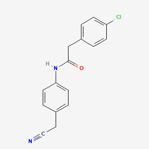 molecular formula C16H13ClN2O B5542950 2-(4-chlorophenyl)-N-[4-(cyanomethyl)phenyl]acetamide 