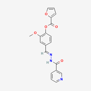 molecular formula C19H15N3O5 B5542965 2-methoxy-4-[2-(3-pyridinylcarbonyl)carbonohydrazonoyl]phenyl 2-furoate 