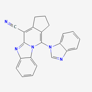 molecular formula C22H15N5 B5542968 11-(1H-benzimidazol-1-yl)-2,3-dihydro-1H-cyclopenta[4,5]pyrido[1,2-a]benzimidazole-4-carbonitrile 