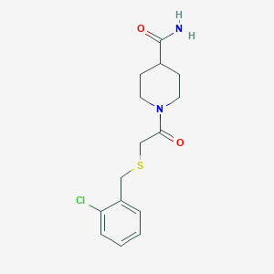 molecular formula C15H19ClN2O2S B5542983 1-{[(2-氯苯甲基)硫代]乙酰基}-4-哌啶甲酰胺 