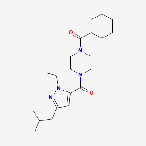 molecular formula C21H34N4O2 B5542992 1-(cyclohexylcarbonyl)-4-[(1-ethyl-3-isobutyl-1H-pyrazol-5-yl)carbonyl]piperazine 