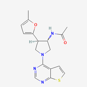 molecular formula C17H18N4O2S B5543029 N-[(3S*,4R*)-4-(5-methyl-2-furyl)-1-thieno[2,3-d]pyrimidin-4-yl-3-pyrrolidinyl]acetamide 