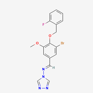 molecular formula C17H14BrFN4O2 B5543044 N-{3-溴-4-[(2-氟苄基)氧基]-5-甲氧基苄叉]-4H-1,2,4-三唑-4-胺 