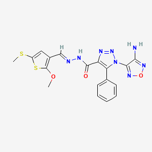 molecular formula C18H16N8O3S2 B5543058 1-(4-氨基-1,2,5-恶二唑-3-基)-N'-{[2-甲氧基-5-(甲硫基)-3-噻吩基]亚甲基}-5-苯基-1H-1,2,3-三唑-4-碳酰肼 
