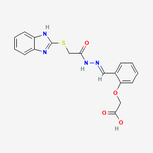 molecular formula C18H16N4O4S B5543072 (2-{2-[(1H-benzimidazol-2-ylthio)acetyl]carbonohydrazonoyl}phenoxy)acetic acid 