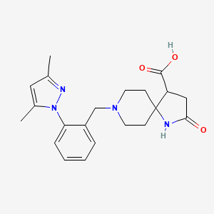 molecular formula C21H26N4O3 B5543105 8-[2-(3,5-dimethyl-1H-pyrazol-1-yl)benzyl]-2-oxo-1,8-diazaspiro[4.5]decane-4-carboxylic acid 