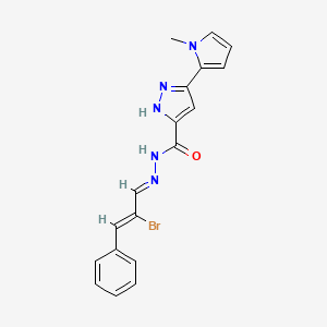 molecular formula C18H16BrN5O B5543134 N'-(2-溴-3-苯基-2-丙烯-1-亚甲基)-3-(1-甲基-1H-吡咯-2-基)-1H-吡唑-5-甲酰肼 CAS No. 307975-79-7