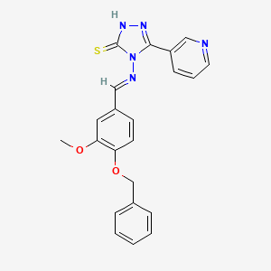 molecular formula C22H19N5O2S B5543153 4-{[4-(benzyloxy)-3-methoxybenzylidene]amino}-5-(3-pyridinyl)-4H-1,2,4-triazole-3-thiol 