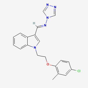 molecular formula C20H18ClN5O B5543175 N-({1-[2-(4-氯-2-甲基苯氧基)乙基]-1H-吲哚-3-基}亚甲基)-4H-1,2,4-三唑-4-胺 