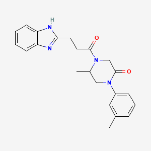 molecular formula C22H24N4O2 B5543203 4-[3-(1H-benzimidazol-2-yl)propanoyl]-5-methyl-1-(3-methylphenyl)-2-piperazinone 