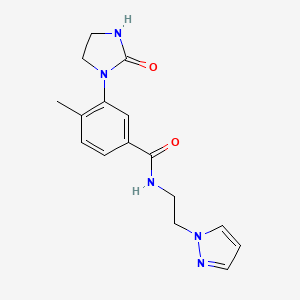 molecular formula C16H19N5O2 B5543245 4-methyl-3-(2-oxo-1-imidazolidinyl)-N-[2-(1H-pyrazol-1-yl)ethyl]benzamide 
