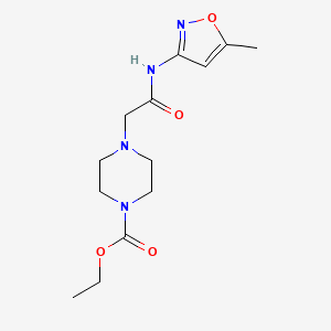 molecular formula C13H20N4O4 B5543288 ethyl 4-{2-[(5-methylisoxazol-3-yl)amino]-2-oxoethyl}piperazine-1-carboxylate 