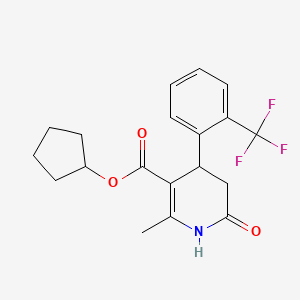molecular formula C19H20F3NO3 B5543292 环戊基 2-甲基-6-氧代-4-[2-(三氟甲基)苯基]-1,4,5,6-四氢-3-吡啶甲酸酯 