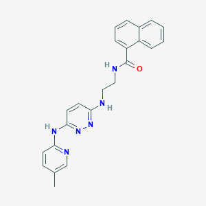 molecular formula C23H22N6O B5543317 N-[2-({6-[(5-methyl-2-pyridinyl)amino]-3-pyridazinyl}amino)ethyl]-1-naphthamide 