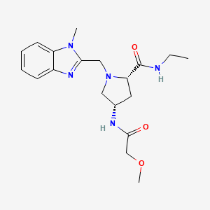 molecular formula C19H27N5O3 B5543359 (4S)-N-ethyl-4-[(methoxyacetyl)amino]-1-[(1-methyl-1H-benzimidazol-2-yl)methyl]-L-prolinamide 