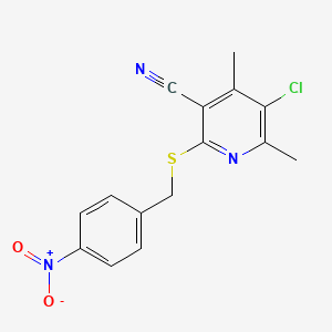 molecular formula C15H12ClN3O2S B5543375 5-chloro-4,6-dimethyl-2-[(4-nitrobenzyl)thio]nicotinonitrile 