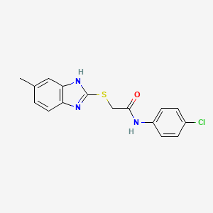 molecular formula C16H14ClN3OS B5543387 N-(4-chlorophenyl)-2-[(5-methyl-1H-benzimidazol-2-yl)thio]acetamide 