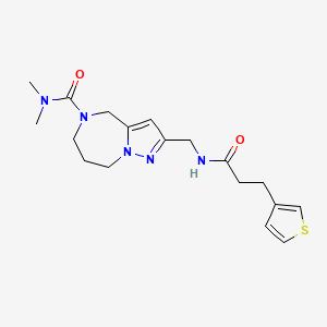 molecular formula C18H25N5O2S B5543411 N,N-dimethyl-2-({[3-(3-thienyl)propanoyl]amino}methyl)-7,8-dihydro-4H-pyrazolo[1,5-a][1,4]diazepine-5(6H)-carboxamide 