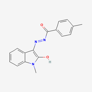 molecular formula C17H15N3O2 B5543419 4-methyl-N'-(1-methyl-2-oxo-1,2-dihydro-3H-indol-3-ylidene)benzohydrazide 