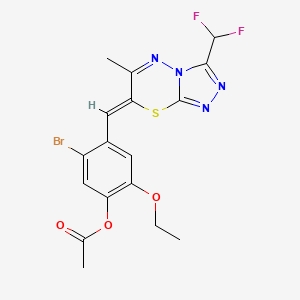 molecular formula C17H15BrF2N4O3S B5543454 5-bromo-4-{[3-(difluoromethyl)-6-methyl-7H-[1,2,4]triazolo[3,4-b][1,3,4]thiadiazin-7-ylidene]methyl}-2-ethoxyphenyl acetate 