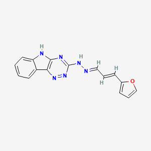 molecular formula C16H12N6O B5543490 3-(2-呋喃基)丙烯醛 5H-[1,2,4]三嗪并[5,6-b]吲哚-3-基腙 