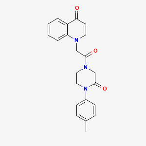molecular formula C22H21N3O3 B5543492 1-{2-[4-(4-methylphenyl)-3-oxo-1-piperazinyl]-2-oxoethyl}-4(1H)-quinolinone 
