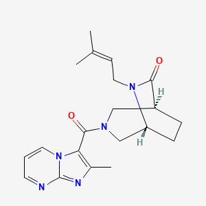 molecular formula C20H25N5O2 B5543527 (1S*,5R*)-6-(3-methyl-2-buten-1-yl)-3-[(2-methylimidazo[1,2-a]pyrimidin-3-yl)carbonyl]-3,6-diazabicyclo[3.2.2]nonan-7-one 