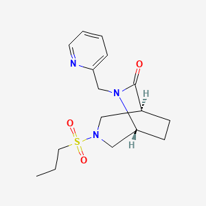 molecular formula C16H23N3O3S B5543534 (1S*,5R*)-3-(丙基磺酰基)-6-(2-吡啶基甲基)-3,6-二氮杂双环[3.2.2]壬烷-7-酮 