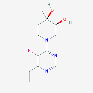 molecular formula C12H18FN3O2 B5543539 (3S*,4R*)-1-(6-ethyl-5-fluoropyrimidin-4-yl)-4-methylpiperidine-3,4-diol 