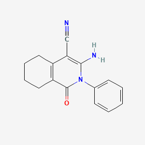 molecular formula C16H15N3O B5543555 3-amino-1-oxo-2-phenyl-1,2,5,6,7,8-hexahydro-4-isoquinolinecarbonitrile 