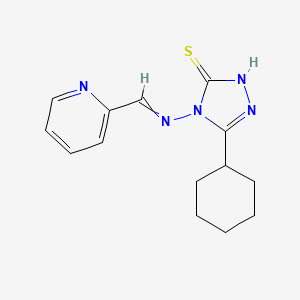 molecular formula C14H17N5S B5543567 5-环己基-4-[(2-吡啶基亚甲基)氨基]-4H-1,2,4-三唑-3-硫醇 